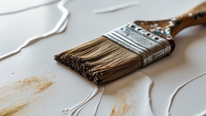 Close-up of a vintage paintbrush on a white background, highlighting art supplies and DIY creativity.
