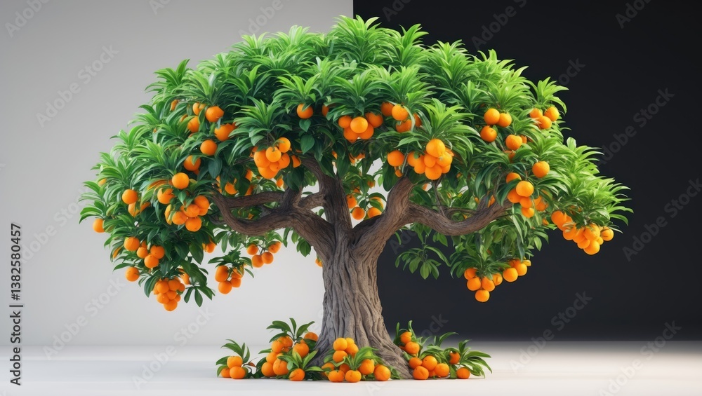 Poster Orange Tree isolated on a white background using an alpha clipping mask.