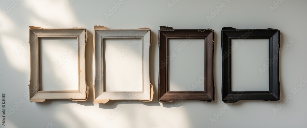 Poster collection of four empty picture frames