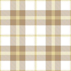 Muted beige Seamless Tartan with Traditional white accents Fabric Design