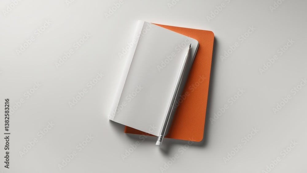 Poster Orange notebook with pencil. Browse through my portfolio to discover additional images from the same series.