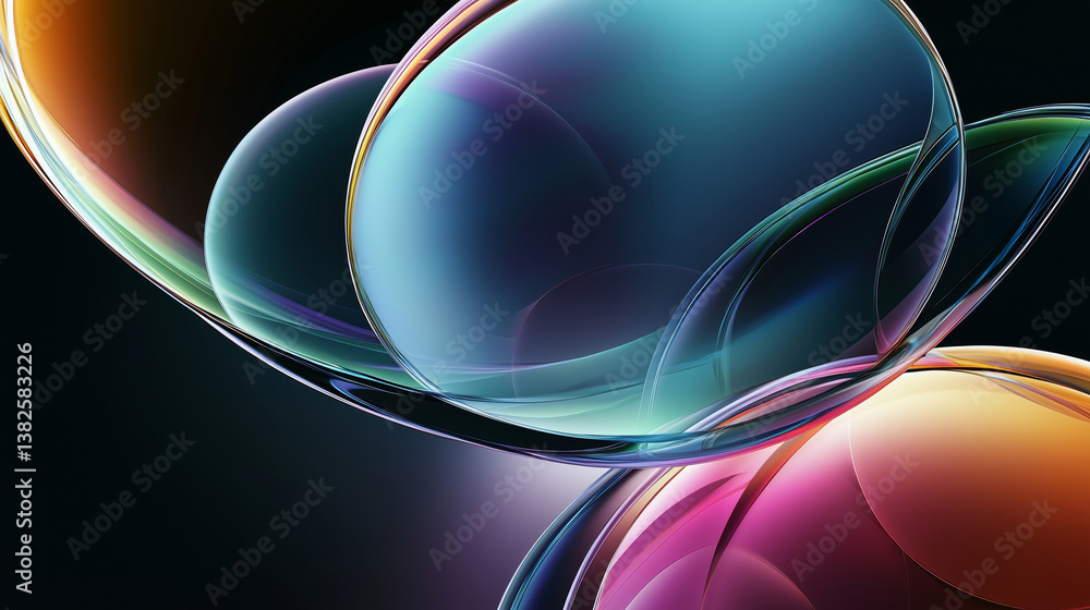 Poster abstract colorful bubbles background. wallpaper with modern circles. generative ai