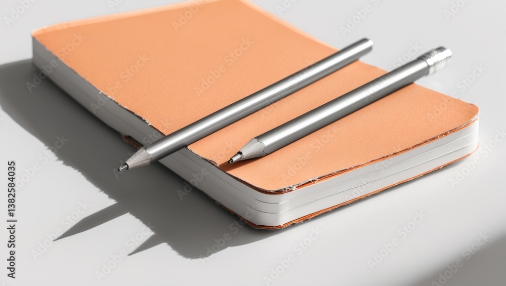 Poster Orange notebook with pencil. Check my portfolio for additional images from the same series.