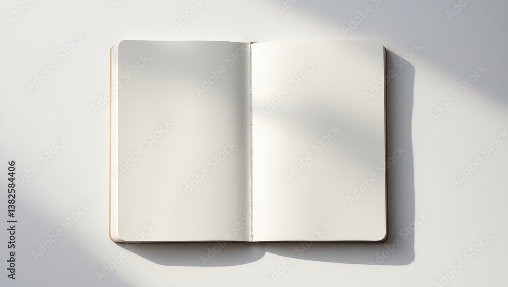 Poster opened blank notebook binder, isolated on white background.