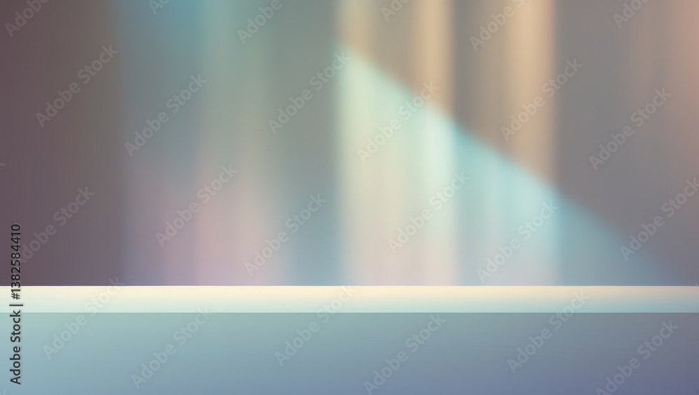 Aufkleber White abstract background of an Empty Room featuring plaster walls and flooring, with shadows cast by summer sunlight - white empty display podium stage area illuminated in cozy abstract interior l...