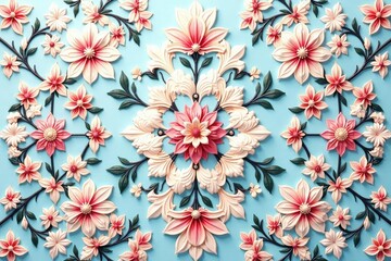 Intricate floral damask pattern in soft pastel hues, beauty, design, luxury