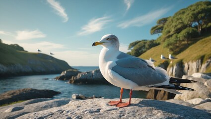 Seagulls at rest, peaceful moment for the birds.