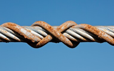 Rusty Metal Cable Against Blue Sky
