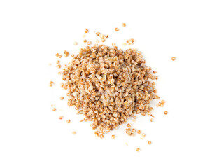 Boiled Buckwheat Pile Isolated, Cooked Buck Wheat Grains, Porridge Heap, Cook Buckwheat