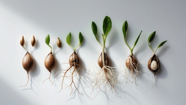 Sequence of pumpkin plant development, evolution concept