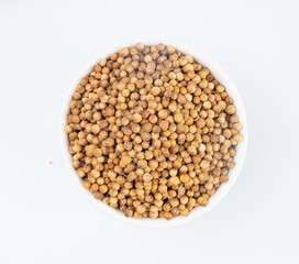 Coriander Seeds Isolated, Cilantro Grains, Chinese Parsley Seed Group, Dry Spices, Seasonings