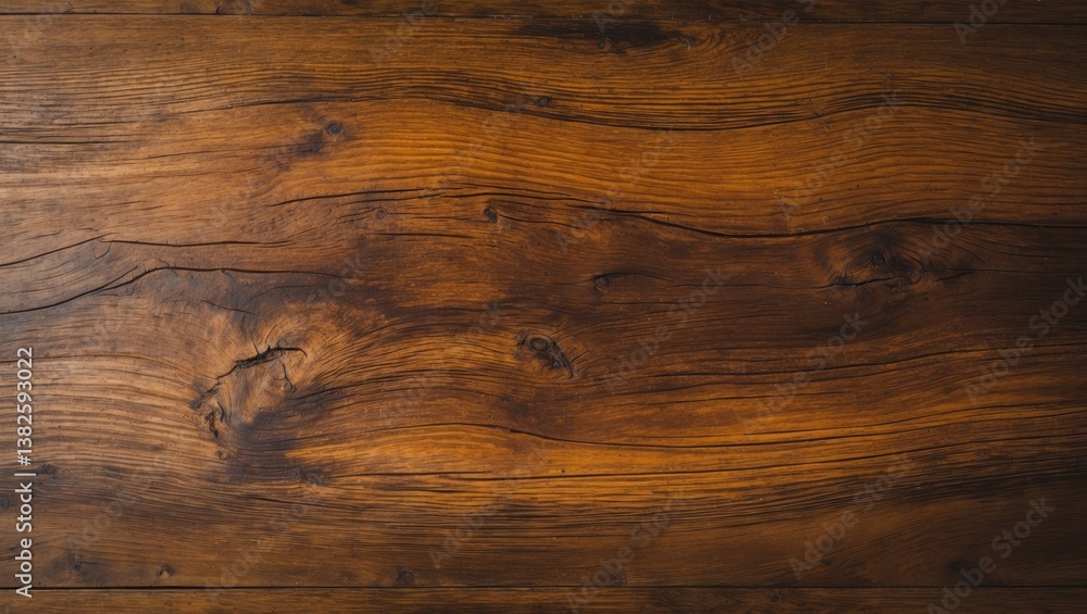 Poster overhead view of the intricately distressed surface of an old wooden table.