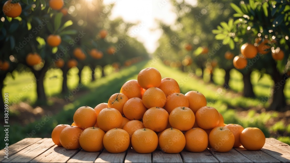 Poster fruits in orange color displayed on a table