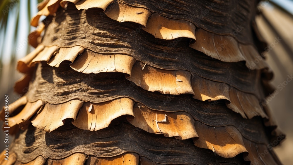 Aufkleber palm tree bark texture. background of cracked wood texture. close-up of palm bark. detail and textur