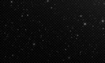 Obraz premium Vector Glowing Stars on Transparent Background, Space and Starry Night Effect