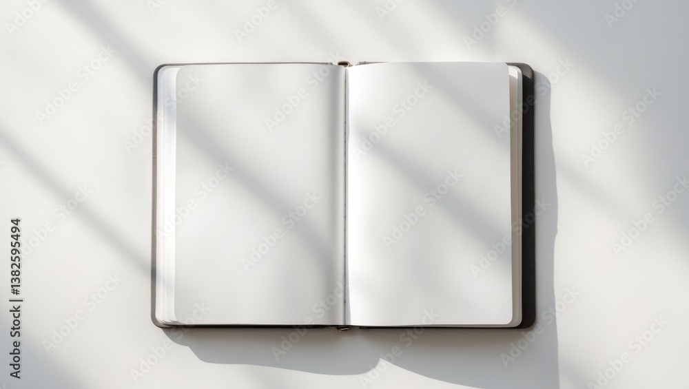 Poster opened blank notebook binder, isolated on white background.