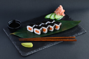 Delicious maki rolls filled with fresh, tender salmon, wrapped in a delicate layer of seasoned seaweed and sushi rice. A perfect balance of flavors, offering a satisfying, savory bite with every piece