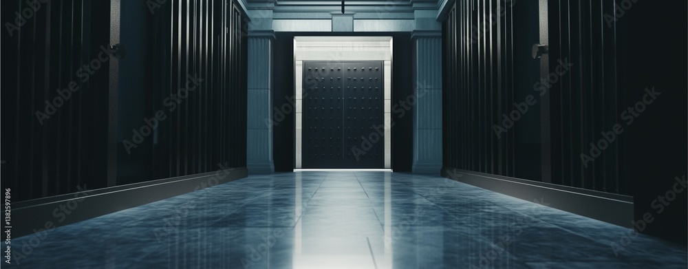 Poster inside server room: a striking interior view of a modern server room, showcasing rows of server rack