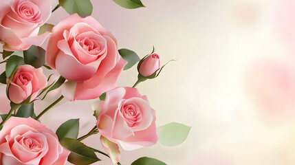 A serene arrangement of pink roses against a soft background, symbolizing beauty and love.