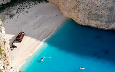 Obraz premium Navagio Beach, or Shipwreck Beach. One of the most famous summer destinations in Greece and has consistently ranked among the world's best beaches. Zakynthos. Ionian Islands. Greece.
