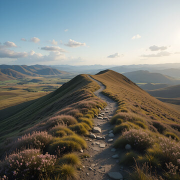 Footpath on a esker ridge in a beautiful spring landscape