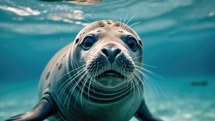 Fototapeta premium Diving image of monk seal.