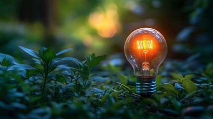 Illuminated Bulb in Lush Green Nature of excellence in splendor beyond compare with grace in style