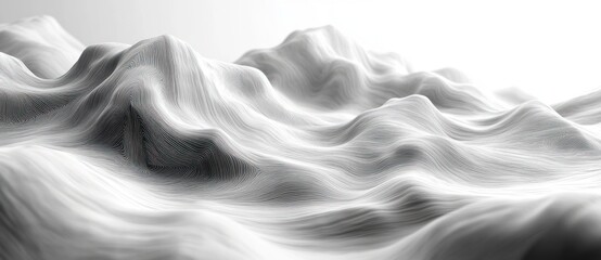 Topographic Abstract Art Minimal Design Black and White Line Contour Map Smooth Flowing Graphic Relief Illustration