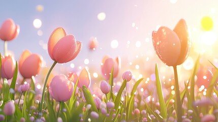 Pink Tulips Soft Spring Light