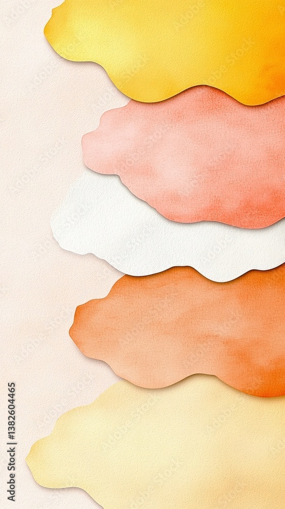 Poster layers of delight: an artistic abstract composition featuring stacked, organic shapes in a gradient 
