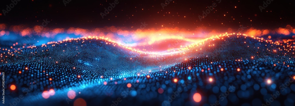 Poster futuristic digital grid abstract background connecting technology and science with glowing blue neon