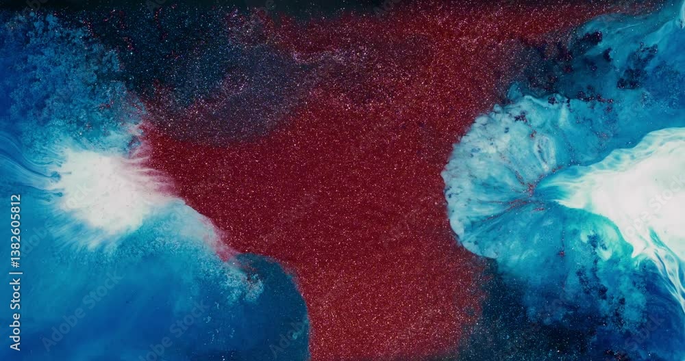 Poster colorful alcohol ink drops creating abstract art by reacting and flowing into each other, forming a 