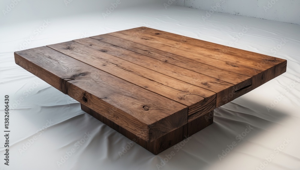 Aufkleber empty table constructed from aged pine wood isolated on a white background for display or product.