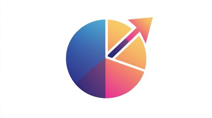 Fototapeta premium Colorful Abstract Pie Chart with Upward Arrow Concept Design