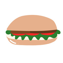 Bread and bakery products cartoon set. Whole loaf and cut into slices for toast, bagel and bun roll,