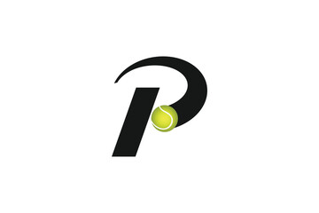 Letter P padel Tennis Ball logo design vector, Padel Tennis logo design vector