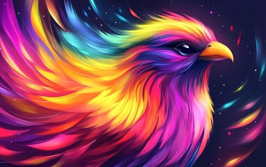 Obraz premium Colorful Bird Silhouette in Double Exposure Style