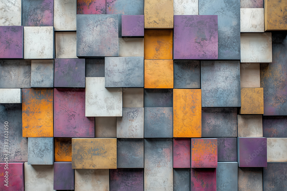 Aufkleber abstract background featuring colorful textured cubes in a modern design