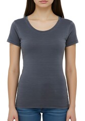 Heather Gray Basic T-Shirt with Standard Fit, woman in white t shirt