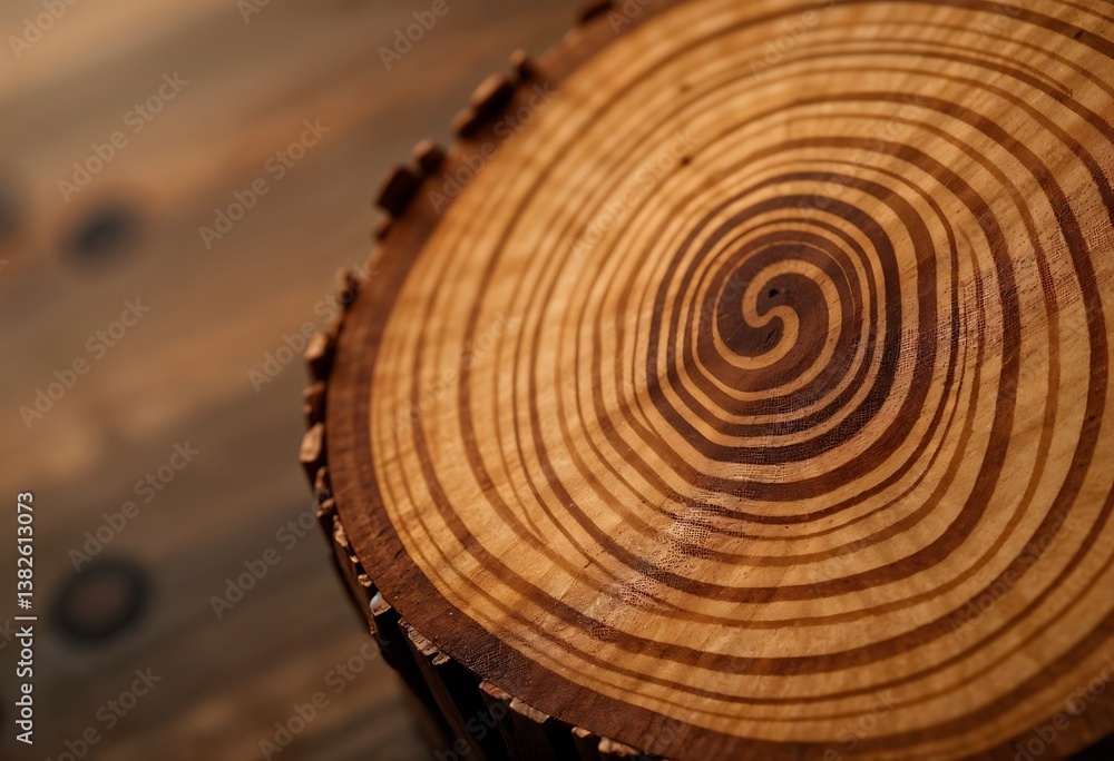 Aufkleber generative ai image capturing the intricate rings of a freshly cut log