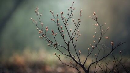 The branches, bare of leaves, show buds that are enlarging. With the warmth, where soft vibrant leaves will appear, life stirs after winter. Nature rejuvenates itself!