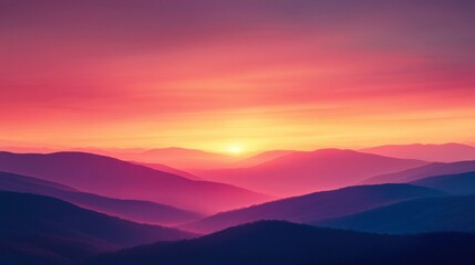 Fototapeta premium vibrant sunset over rolling mountains