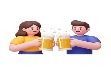 young couple with beer