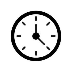 Clock icon simple design black and white representation  