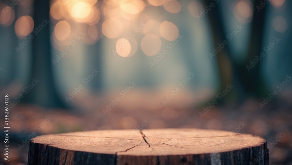 Poster empty wooden table on natural background, setting for displaying products and presents