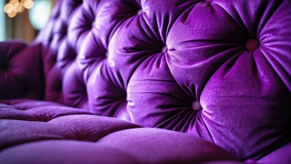 Furniture design, classic interior and royal vintage material idea - Purple luxurious velour quilted sofa upholstery, sophisticated home decor texture and background.