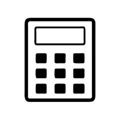 Calculator icon in minimalistic style with black outline  
