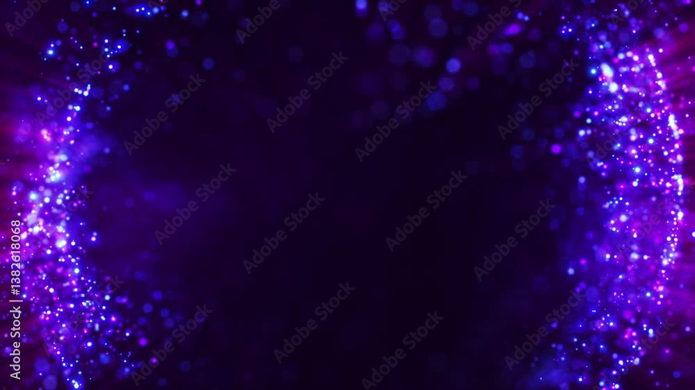 Poster abstract colorful background with bright neon particles in the shape of a ring or sphere. abstract n