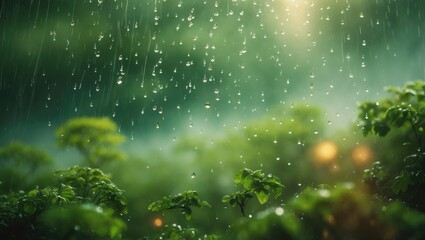 Rain in a natural backdrop