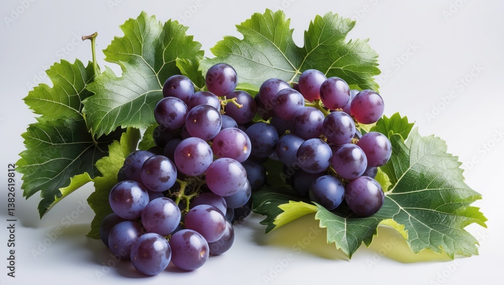 Poster purple grape, isolated on a white background with a clipping path, displaying full depth of field.